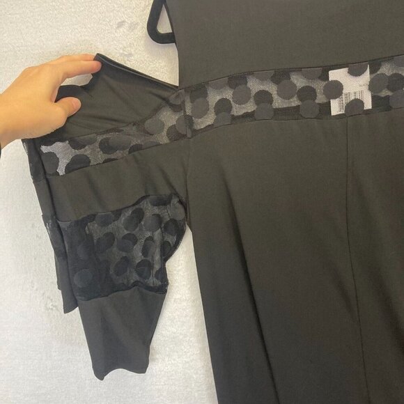 Nina Leonard Black Witchy Shift Dress Size 2X Short Cold Shoulder Swing NWT - Picture 12 of 12